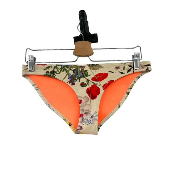 Triangl Neoprene Floral Print Bikini Bottom Tan‎ Beige Red Multi Size Medium - Picture 1 of 4